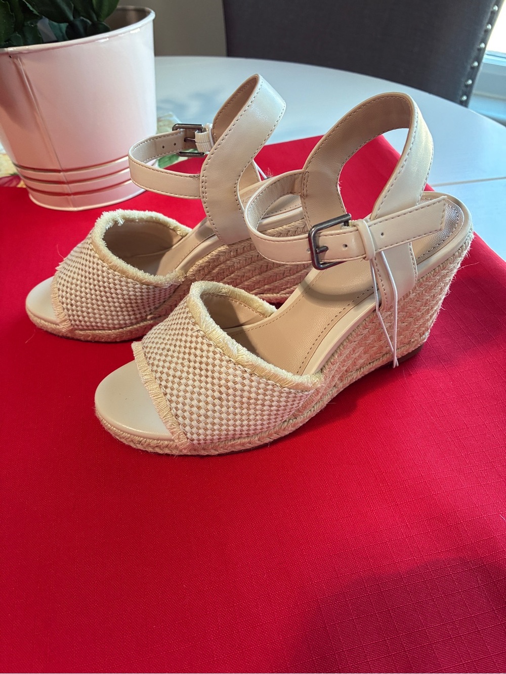 NEW Market & Spruce Mila Beige Textile Wedge Shoes Size 5 1/2 New Retail $88 - Picture 6 of 12